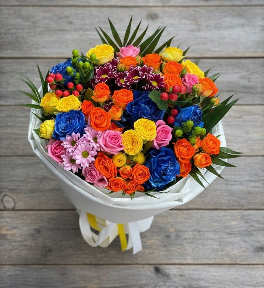 Букет цветов из: Розы и Хризантемы в Очере