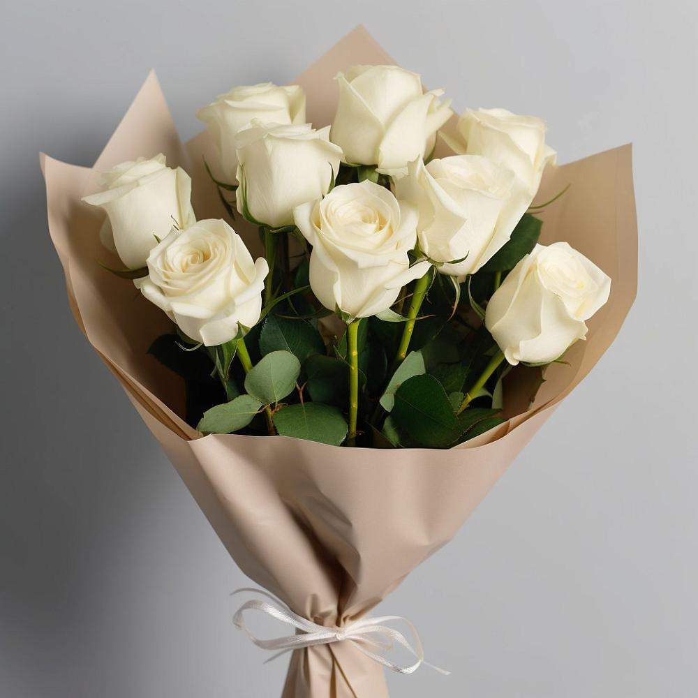 Букет 9 Белых роз Эдлесс Лав в Очере