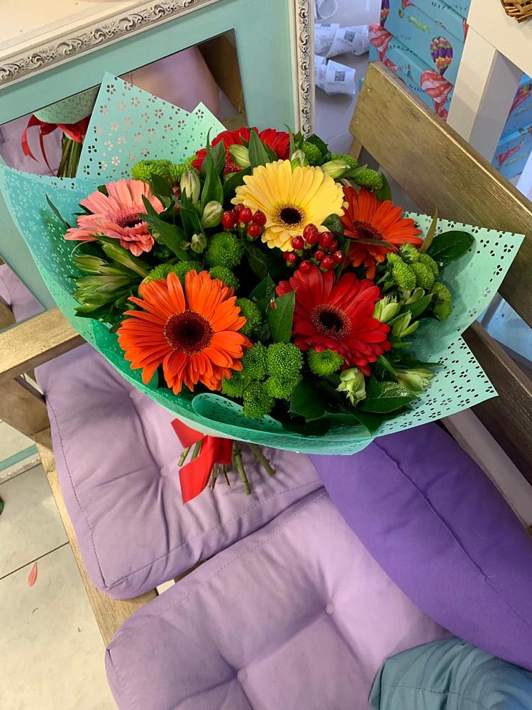 Букет цветов из: Герберы, Хризантемы и Альстромерии в Очере