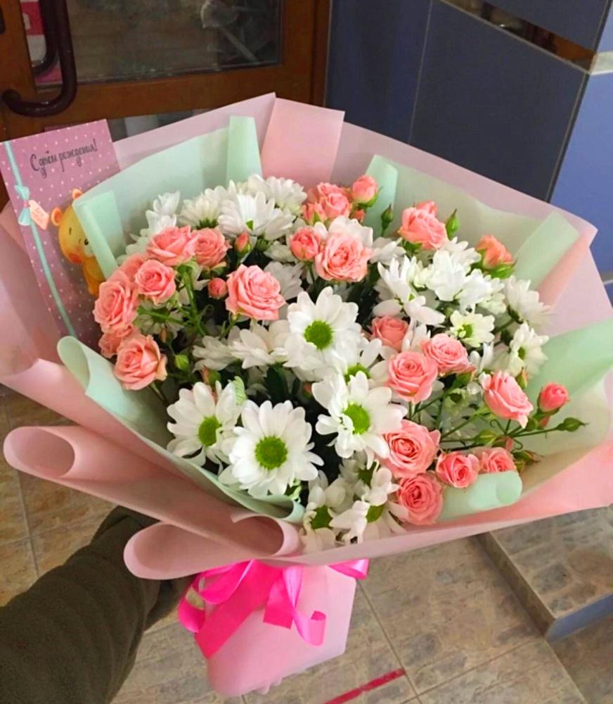 Букет цветов из: Розы и Хризантемы в Очере