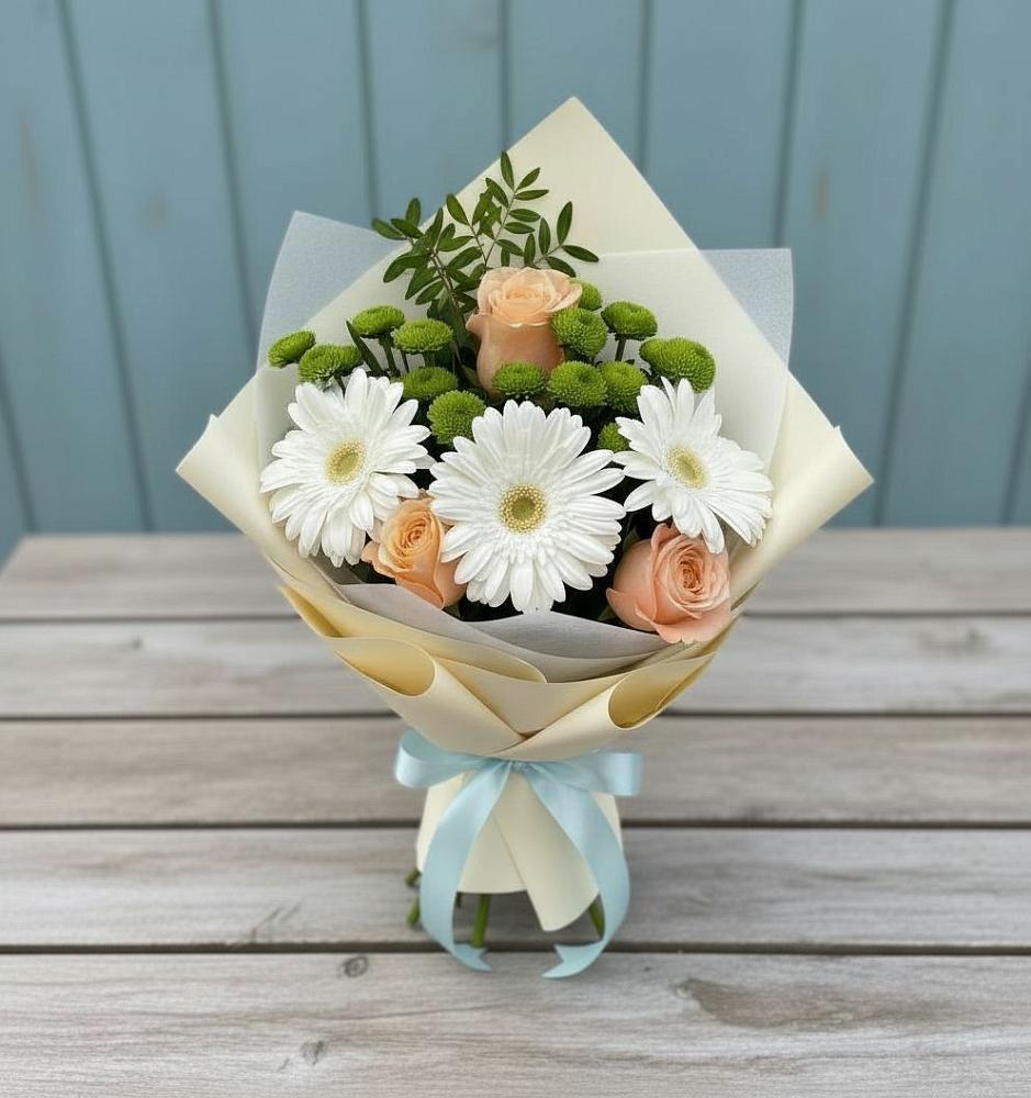 Букет цветов из: Герберы, Розы и Хризантемы в Очере