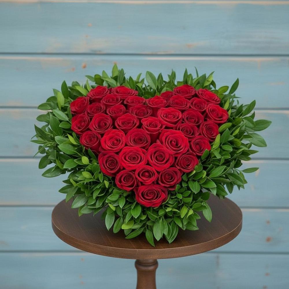 Цветочная композиция из Розы в виде сердца в Очере