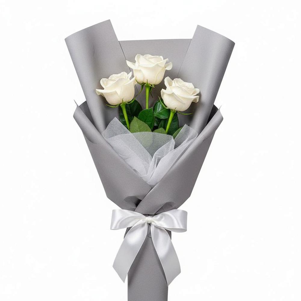 Букет 3 белые розы в Очере