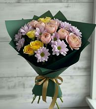 Букет цветов из:  Хризантемы и Розы в Очере