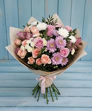 Букет цветов из:  Хризантемы, Розы и Альстромерии в Очере