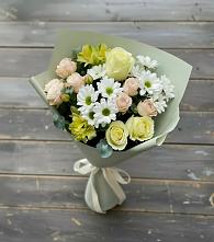 Букет цветов из:  Альстромерии, Розы и Хризантемы в Очере